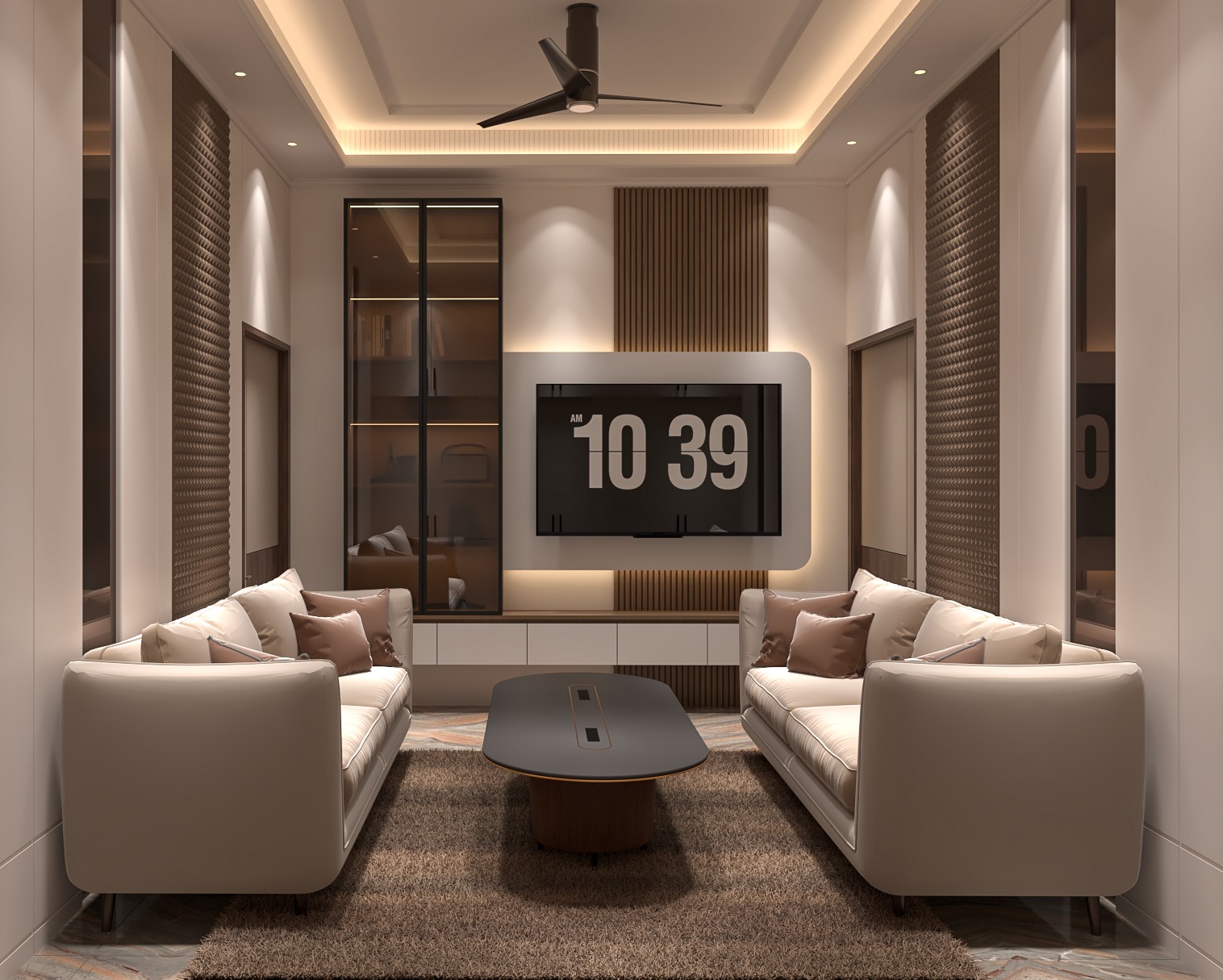 Warm Wood & Stone Media Wall (T6)
